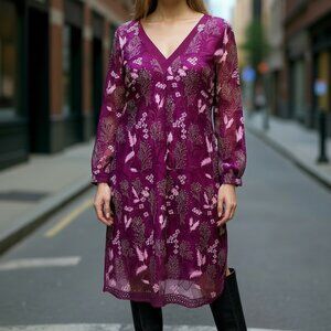 Sundance Seine Moonlight Floral Embroidery dress in Raspberry